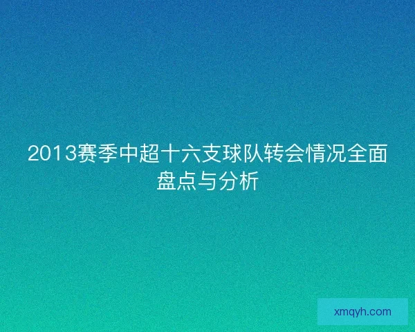 2013赛季中超十六支球队转会情况全面盘点与分析