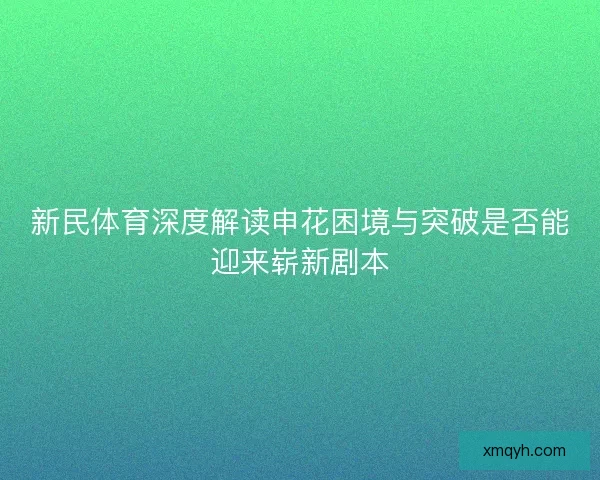 新民体育深度解读申花困境与突破是否能迎来崭新剧本